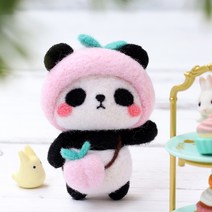 아트조이 DIY 양모펠트 키트, 1세트, 복숭아 판다