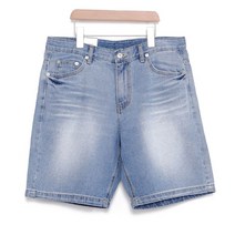 플레이즈 남성용 주름 워싱 데님 일자 반바지