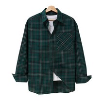 남성용 오버핏 체크 긴팔 셔츠