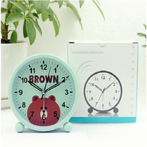 예따여기 책상 침실 알람 원형 미니 탁상 시계, 민트베어