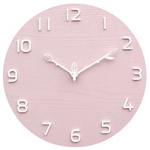 세은디자인 나뭇잎 벽시계 30cm, 핑크