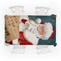 호호호 산타클로스 해피 크리스마스 테이블커버 식탁보, 타입D, 90 x 90 cm