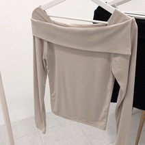 체리체리 여성용 언발 카라 긴팔 티셔츠
