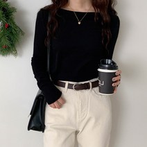 여성용 인품굿 보트넥 데일리 골지 긴팔티 cpt11358k2c