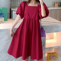 벌룬 소매 퍼프 반팔 임산부 원피스