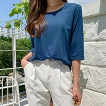 여성용 할리모 스판 8부 소매 티셔츠 cpt10102k27