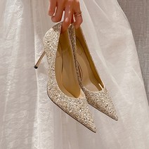 레오나르 여성용 블링 큐빅 뾰족 힐