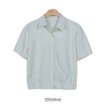 플랜데이 여성용 에밀리 심플 허리밴딩 카라 반팔 셔츠