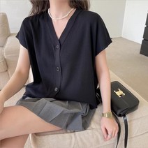 아이엠몽 여성용 로덴 반팔 캡소매 가디건