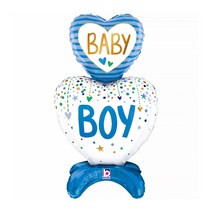 그라보 은박풍선 스탠딩 에어벌룬 베이비보이 하트 68cm, 혼합색상, 1개