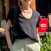 어썸풀 여성용 래프트 U넥 반팔 티셔츠