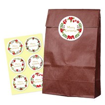 종이봉투 소 50p + 크리스마스 스티커 54p, 브라운, 1세트