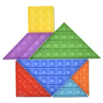 오즈토이 팝핀 푸쉬팝 뽁뽁 탱그램 칠교놀이 촉감발달완구, 혼합색상