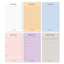 세컨드맨션 플랜 메모 패드 V 2 베이직 3종 + 플렌 3종 세트, 혼합색상, 1세트