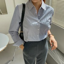 여성용 클래식 내추럴 배색 스트라이프 셔츠