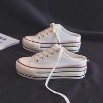 엘쏘 통굽창 키높이 캔버스 뮬 스니커즈
