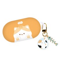 나인어클락 고양이 냥 갤럭시 버즈 플러스 하드케이스 + 키링 세트, 치즈냥(케이스), 삼색냥(키링)