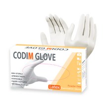코디엠글러브 일회용 의료용 위생 라텍스 장갑 화이트아이보리 L, 1개, 100개입