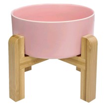 모나지오 반려동물 우드트레이 도자기 식기 1구 소, 핑크