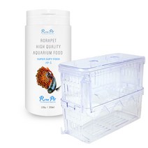 로라펫 슈퍼 프리미엄 구피 전용 사료 130g + 아쿠아 2단 부착식 다목적 부화통, 1세트