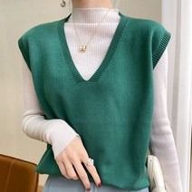 몬드스팟 여성용 솔리드컬러 V넥 조끼 MO258