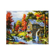 액자형 보석십자수 DIY 세트 40 x 50 cm I94, DP733 평온한 마을, 1세트
