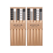 아카시아 블랙 앤 화이트 도트 젓가락 5종 세트, 혼합색상, 젓가락 10p