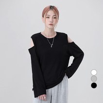 어썸어라운드 여성용 숄더 트임 긴팔 티셔츠