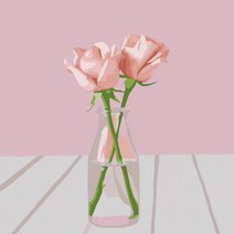 플레이어바웃 명화 그리기 DIY 세트 장미 두송이 피포페인팅 20 x 20 cm, 혼합색상