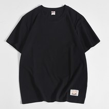 남성용 마켓A 라벨 패치 베이직 반팔 티