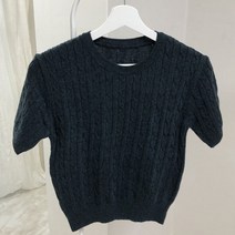 체리체리 여성용 케이블 울 가을 반팔 니트