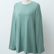 코카리나 여성용 헤브빅 오버핏 라운드 긴팔 무지 티셔츠
