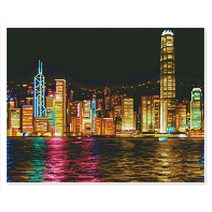 더홈스 DIY 프리미엄 보석 십자수 키트, 24 도시야경, 1세트