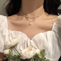 수다쿠 여성용 백진주 LOVE 목걸이 컬렉션 X854