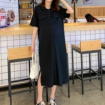 루즈핏 단추 임부 원피스