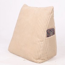 휴일의 필수품 코듀로이 포켓 등받이 삼각쿠션, 베이지