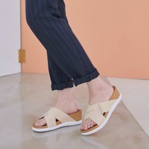 플랙슈 여성용 X 스트랩 기본 발편한 통굽 슬리퍼 4cm