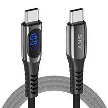 SKY 비트 LED 디스플레이 PD C타입-C타입 100W 고속충전 케이블, 블랙, 2m, 1개
