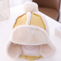 조이멀티 유아용 무스탕 방울 귀달이 방한털모자