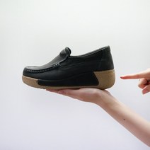 르본디 여성용 가죽 통굽 키높이 로퍼 5cm