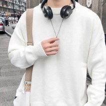 솔레일 남성용 단색 오버핏 칼라 니트