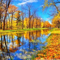 밀스턴 5D 비즈 계절풍경 다이아몬드십자수 DIY 키트 30 x 40 cm, 호수비추는풍경, 1세트