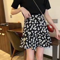 여신 플라워 주름 미니 스커트