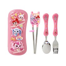 르번 알쏭달쏭 캐치티니핑 올인원교정젓가락풀세트, 혼합색상, 스푼 + 교정젓가락 + 포크 + 케이스