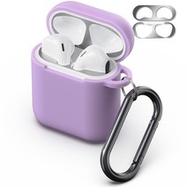 누아트 스무디 실리콘 케이스 + 메탈 철가루 방지 스티커 랜덤발송, 에어팟1세대 / 2세대, 라일락퍼플