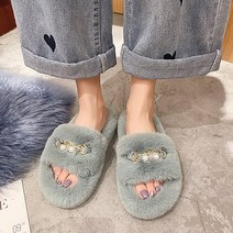 더플로우 여성용 진주 방울 라인 매듭 슬리퍼