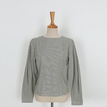 스트라이프 퍼프 숄더 블라우스