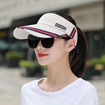 엔젤야옹 스포츠 골프 배색 면 선캡, 베이지