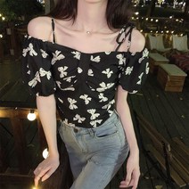 여성용 블랙101 엔벨 리본 오프숄더 블라우스 CH-2321373