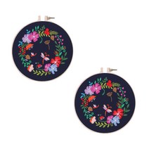 아리코 홈카페 인테리어 DIY 자수세트 21cm, 2세트, 꽃동산